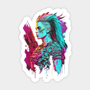 Neon Cyberpunk Viking - V1.16 Sticker